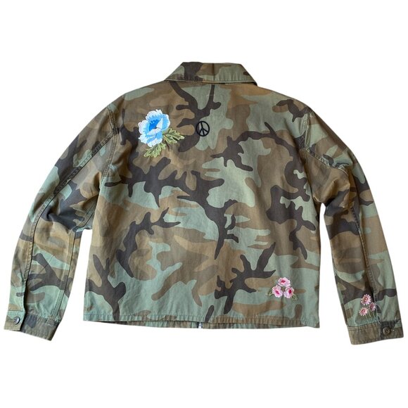 Levi’s Caroline Camo Embroidered Jacket Hippie Military Utility Y2K Grunge Sz L - Picture 9 of 16